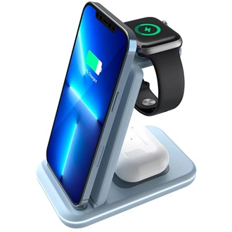 Canyon WS-304 3-in-1 15W univerzális vezeték nélküli töltő adapter kék (Qi)