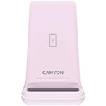 Canyon WS-304 3-in-1 15W univerzális vezeték nélküli töltő adapter rózsaszín (Qi) (Iced Pink)