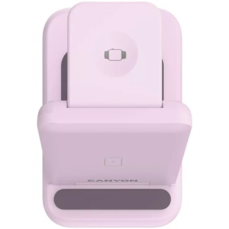 Canyon WS-304 3-in-1 15W univerzális vezeték nélküli töltő adapter rózsaszín (Qi) (Iced Pink)