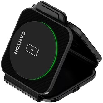 Canyon WS-305 3-in-1 Foldable 15W univerzális vezeték nélküli töltő adapter fekete (Qi)