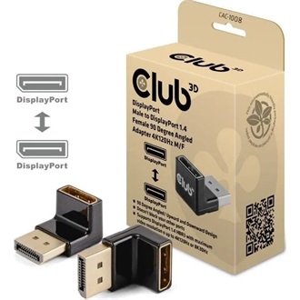 Club 3D CAC-1008 DisplayPort 1.4 -> DisplayPort 1.4 M/F adapter fekete 90°