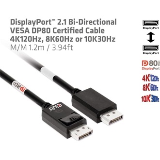Club 3D CAC-1091 DisplayPort 2.1 - DisplayPort 2.1 M/M video kábel 1.2m fekete