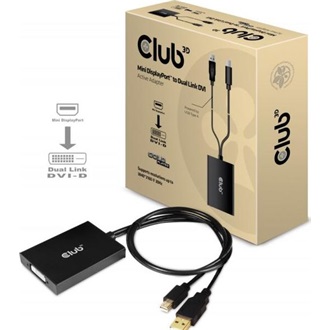 Club 3D Apple Cinema Displays Mini DisplayPort 1.2 -> DVI-D Dual Link M/F aktív adapter 0.6m fekete