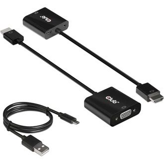 Club 3D CAC-1302 HDMI 1.4 -> VGA Jack stereo 3,5mm M/F adapter 0.35m fekete