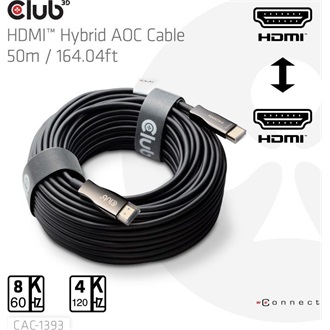 Club 3D CAC-1393 Hybrid AOC HDMI 2.1 -> HDMI 2.1 M/M adatkábel 60m fekete