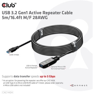 Club 3D USB-A 2.0 -> USB-B 2.0 micro M/M adatkábel 1m fekete