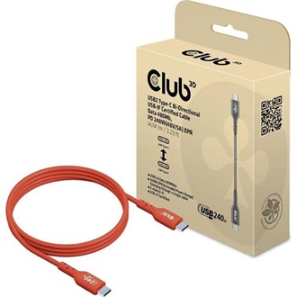 Club 3D USB-C -> USB-C M/M adatkábel 1m narancssárga USB-IF, PD 240W