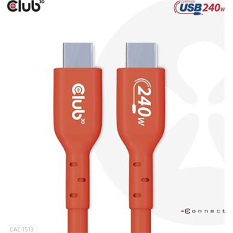 Club 3D USB-C 3.1 Gen1 -> USB-C 3.1 Gen1 M/M adatkábel 3m narancssárga USB-IF, 240W