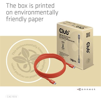 Club 3D USB-C 3.1 Gen1 -> USB-C 3.1 Gen1 M/M adatkábel 3m narancssárga USB-IF, 240W
