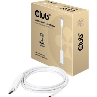 Club 3D CAC-1514 USB-C 3.1 Gen1 - HDMI 2.0 M/M aktív video kábel 1.8m fehér