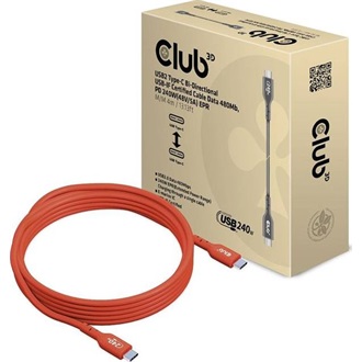 Club 3D USB-C -> USB-C M/M adatkábel 4m narancssárga USB-IF ,PD: 240W