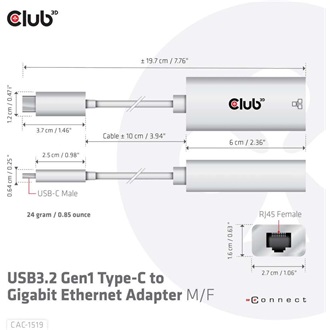 Club 3D CAC-1519 1Gb/s hálózati adapter