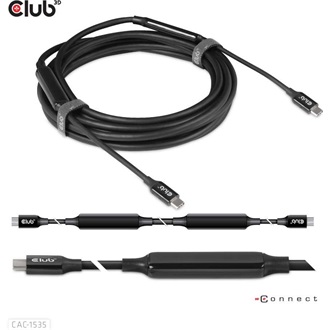 Club 3D USB 3.2 Gen 2 C <-> USB 3.2 Gen 2 C M/M adatkábel 5m fekete kétirányú, 8K60Hz