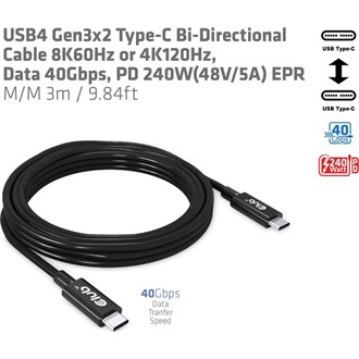 Club 3D CAC-1579 USB4 Gen3×2 -> USB4 Gen3×2 M/M adatkábel 3m fekete