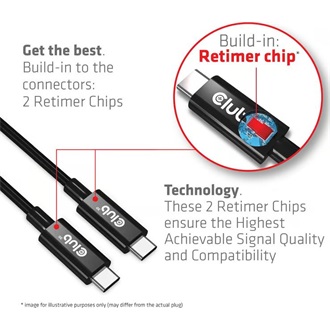 Club 3D CAC-1579 USB4 Gen3×2 -> USB4 Gen3×2 M/M adatkábel 3m fekete