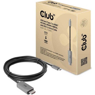 Club 3D CAC-1587 USB-C 3.2 Gen2 -> HDMI 2.1 M/M aktív video kábel 3m fekete-szürke