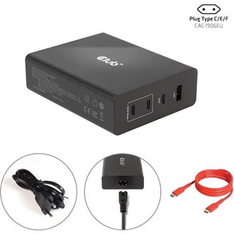 Club 3D CAC-1906 132W univerzális hálózati töltő adapter fekete (GaN PD3.0; 12+20+50+50W)