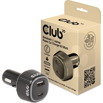 Club 3D CAC-1922 63W univerzális autós töltő adapter fekete