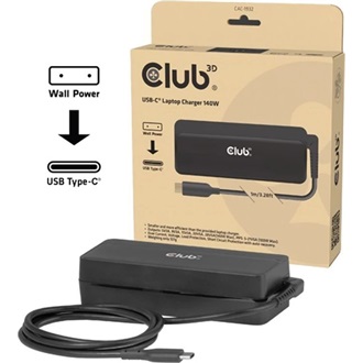 Club 3D CAC-1932 140W notebook hálózati töltő adapter fekete (GaN, PD3.1)