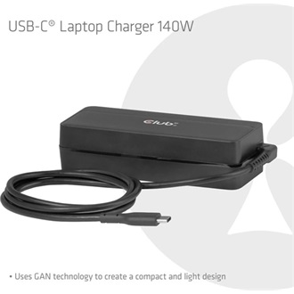 Club 3D CAC-1932 140W notebook hálózati töltő adapter fekete (GaN, PD3.1)