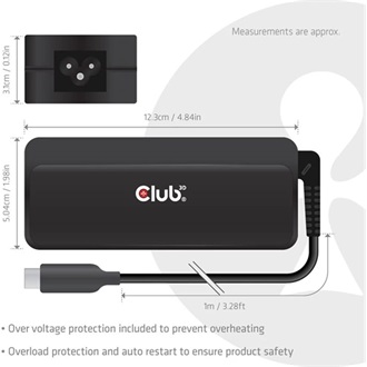 Club 3D CAC-1932 140W notebook hálózati töltő adapter fekete (GaN, PD3.1)