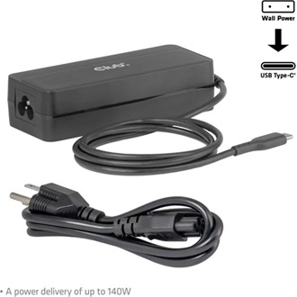 Club 3D CAC-1932 140W notebook hálózati töltő adapter fekete (GaN, PD3.1)