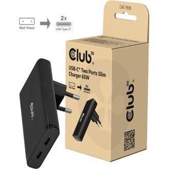 Club 3D CAC-1935 65W univerzális hálózati töltő adapter fekete GaN