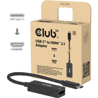 Club 3D CAC-2505 USB-C -> HDMI 2.1 M/F adapter fekete