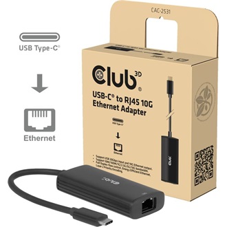Club 3D CAC-2531 10Gb/s USB-C RJ45 hálózati adapter (RTL8159)