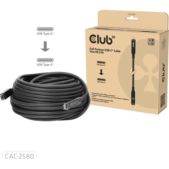 Club 3D CAC-2580 AOC USB-C 3.2 Gen2 - USB-C 3.2 Gen2 M/M aktív adatkábel 15m fekete