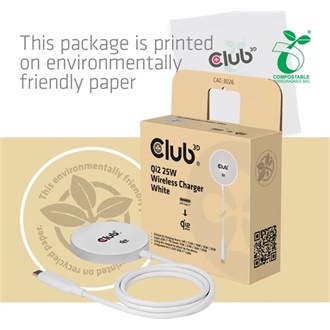 Club 3D CAC-3026 25W univerzális vezeték nélküli töltő adapter fehér (MagSafe, Qi2)