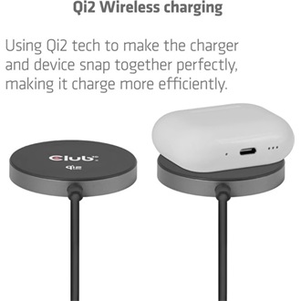 Club 3D CAC-3027 25W univerzális vezeték nélküli töltő adapter fekete (MagSafe, Qi2)