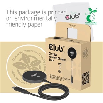 Club 3D CAC-3027 25W univerzális vezeték nélküli töltő adapter fekete (MagSafe, Qi2)