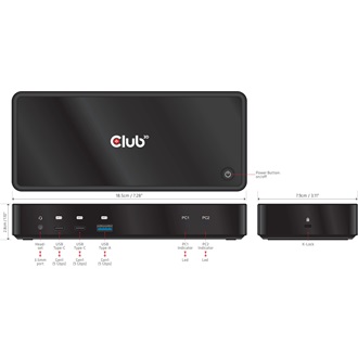 Club 3D CSV-1585 2-portos USB-C KVM switch fekete