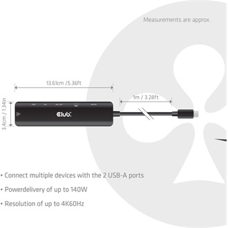 Club 3D CSV-2555 6-port 140W USB-C dokkoló fekete