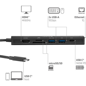 Club 3D CSV-2555 6-port 140W USB-C dokkoló fekete