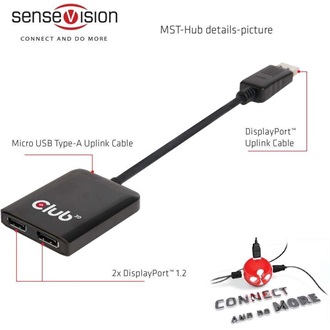Club 3D CSV-6200H 2-portos DisplayPort 1.2 DisplayPort hub fekete 2560×1440@60Hz