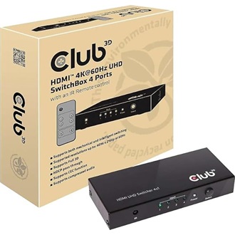 Club 3D CSV-1370 4-portos HDMI HDMI video switch fekete