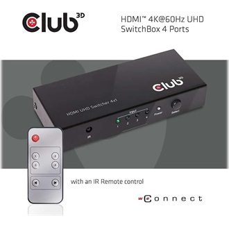 Club 3D CSV-1370 4-portos HDMI HDMI video switch fekete