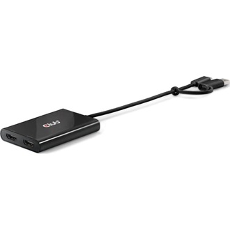Club 3D CSV-1475 2-portos USB-C/A video splitter fekete