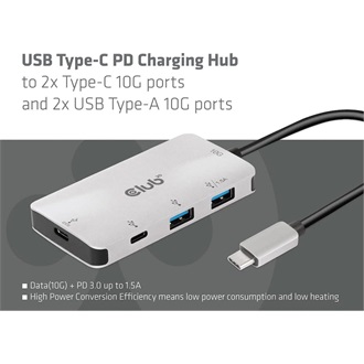 Club 3D CSV-1543 4-portos USB-C hub ezüst