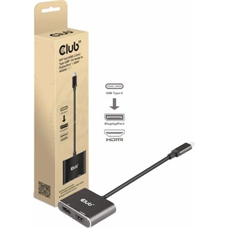 Club 3D CSV-1552 2-portos USB-C DisplayPort HDMI video splitter szürke