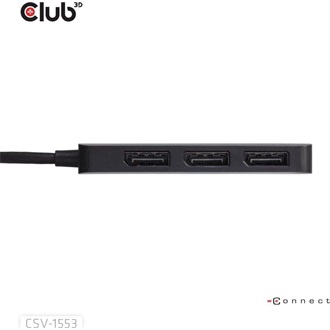 Club 3D CSV-1553 3-portos USB-C DisplayPort video splitter fekete