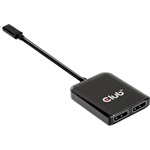 Club 3D CSV-1555 2-portos USB-C DisplayPort video splitter fekete