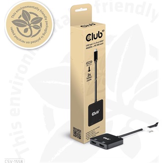 Club 3D CSV-1558 2-portos USB-C HDMI video splitter fekete (USB-C: 100W)