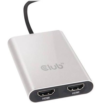 Club 3D CSV-1574 Thunderbolt 3 -> 2db HDMI 2.0 M/F video splitter 0.3m ezüst