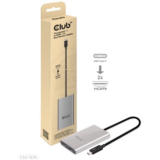 Club 3D CSV-1574 Thunderbolt 3 -> 2db HDMI 2.0 M/F video splitter 0.3m ezüst