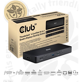 Club 3D CSV-1583 16-port 140W Thunderbolt 4 dokkoló fekete