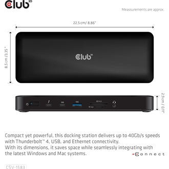 Club 3D CSV-1583 16-port 140W Thunderbolt 4 dokkoló fekete