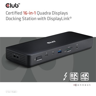 Club 3D CSV-1583 16-port 140W Thunderbolt 4 dokkoló fekete